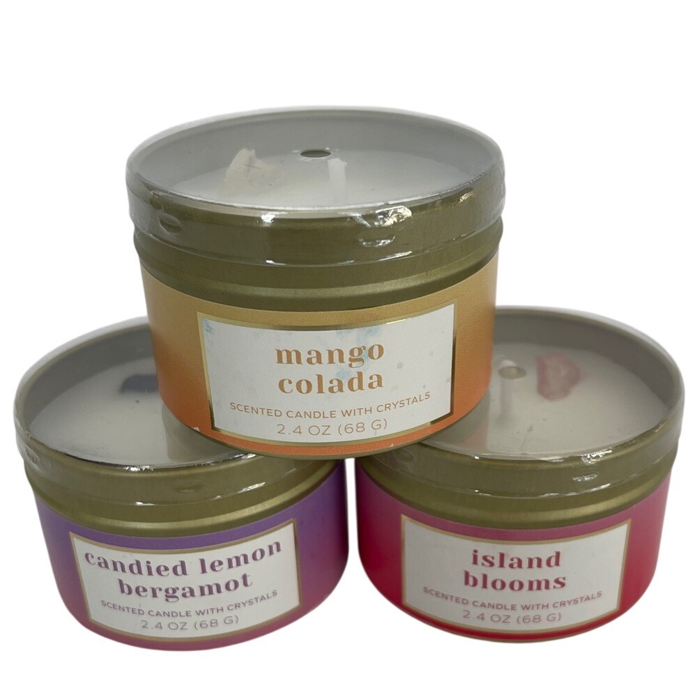 Place & Time Set of 3 Scented Candles with Crystals NEW‎